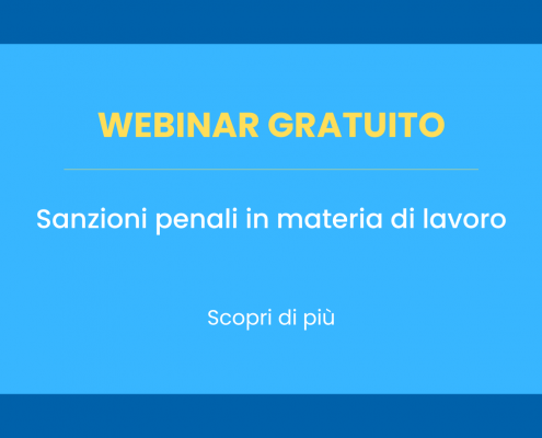 webinar gratuito Sanzioni penali in materia di lavoro